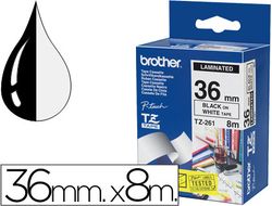 Cinta TZ Brother laminada 36mm x 8m negro sobre blanco