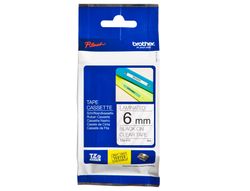 Cinta TZ Brother laminada 6mm x 8m negro sobre transparente