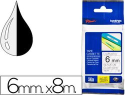 Cinta TZ Brother laminada 6mm x 8m negro sobre transparente
