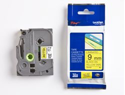 Cinta TZ Brother laminada 9mm x 8m negro sobre amarillo