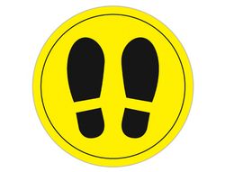 Circulo de señalizacion adhesivo apli para suelo pvc 100 mc pies color amarillo/negro diametro 30 cm