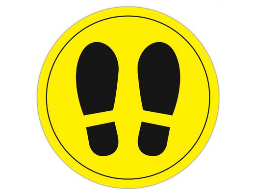 Circulo de señalizacion adhesivo apli para suelo pvc 100 mc pies color amarillo/negro diametro 30 cm