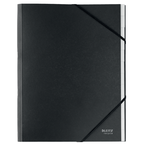 Clasificador de 12 pestañas de cartón Leitz Recycle. 100% reciclable. DIN A4, negro