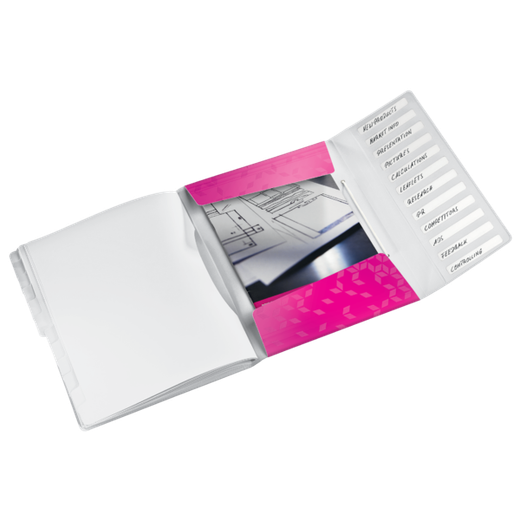 Clasificador WOW. PP. 12 separadores. DIN A4, fucsia