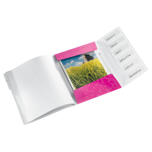 Clasificador WOW. PP. 6 separadores. DIN A4, fucsia