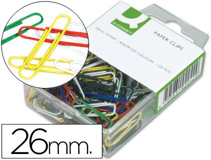 Clips Colores Q-Connect -26 mm -Caja de 125 Unidades