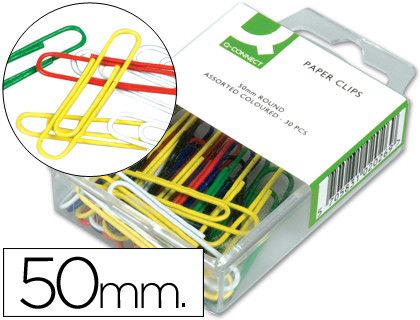 Clips Colores Q-Connect -50 mm -Caja de 30 Unidades Colores Surtidos