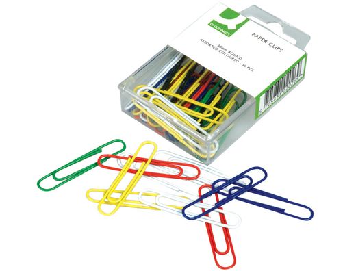 Clips Colores Q-Connect -50 mm -Caja de 30 Unidades Colores Surtidos
