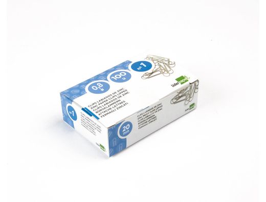 Clips Liderpapel N. 1 Labiados 20 mm Caja de 100 Unidades