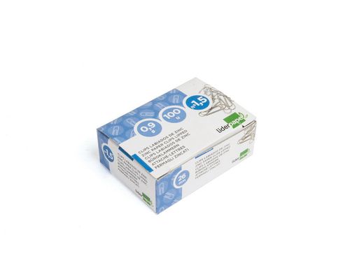Clips Liderpapel N. 1,5 Labiados 26 mm Caja de 100 Unidades