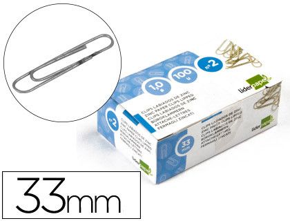 Clips Liderpapel N. 2 Labiados 33 mm Caja de 100 Unidades