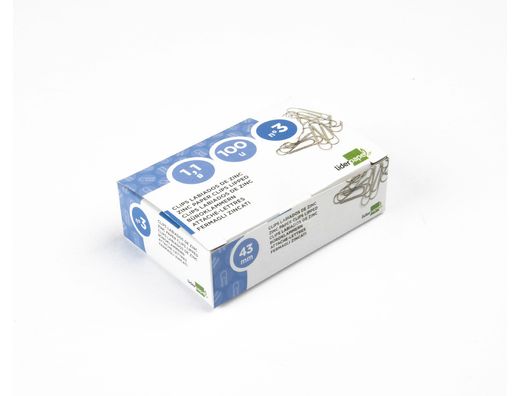 Clips Liderpapel N. 3 Labiados 43 mm Caja de 100 Unidades