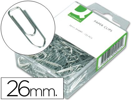 Clips Niquelados Q-Connect -26 mm -Caja de 125 Unidades