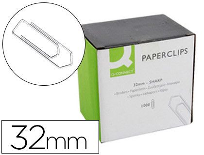 Clips Niquelados Q-Connect 32 mm Caja de 1000 Unidades