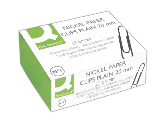 Clips Niquelados Q-Connect Nº1 20 mm Caja de 100