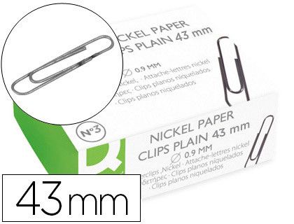 Clips Niquelados Q-Connect Nº3 43 mm Caja de 100