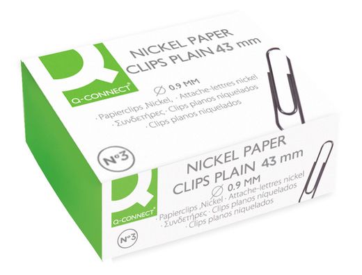 Clips Niquelados Q-Connect Nº3 43 mm Caja de 100