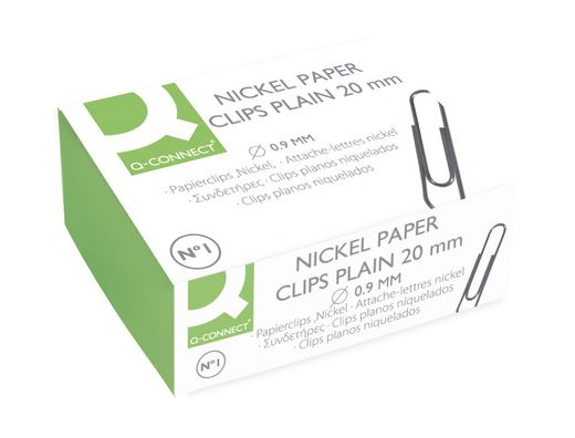 Clips Niquelados Q-Connect Nº4 50 mm Caja de 100
