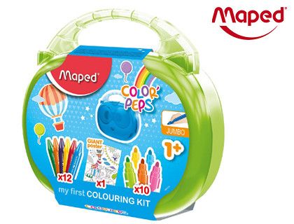 Colouring kit con 10 rotuladores Jumbo, poster gigante y 12 ceras jumbo