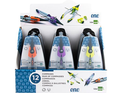 Compas Liderpapel One con Bigotera Adaptador Universal Yminas Colores Surtidos