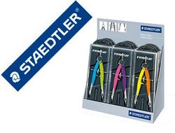 Compas staedtler micrometrico 556 con husillo y rueda central color neon expositor sobremesa de 9 unidades