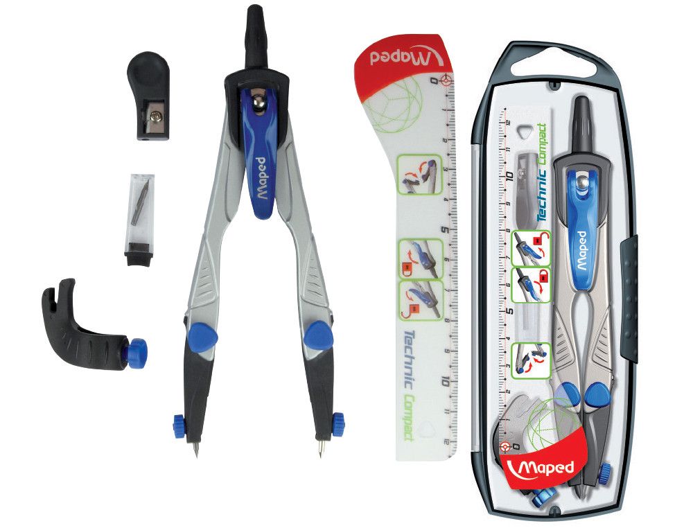Compas technic 4 piezas gris Maped