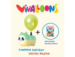 Compresor electrico panda 450w + bolsa de 50 globos 100% latex biodegradable colores surtidos regalo