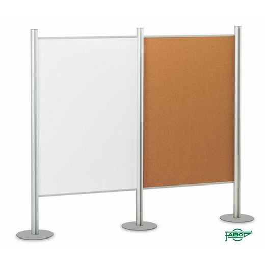 Conjunto de 2 soportes y 2 bases de 350 mm. para mamparas modulares con 3 ruedas de freno (195x35 cm.)