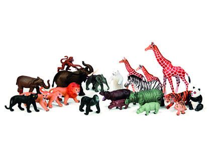 Conjunto de animales de selva y granja (30 figuras)