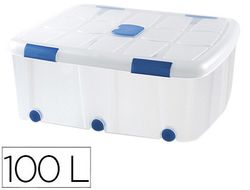 Contenedor plastico plasticforte 100 litros n 15 transparente con tapa 330x800x600 mm