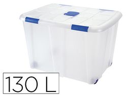 Contenedor plastico plasticforte 130 litros n 16 transparente con tapa 480x740x540 mm