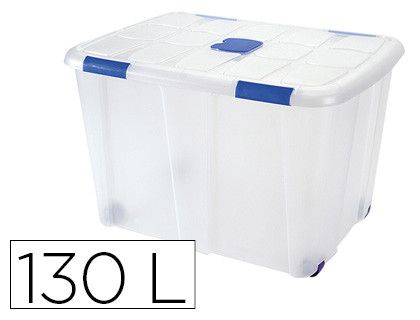 Contenedor plastico plasticforte 130 litros n 16 transparente con tapa 480x740x540 mm