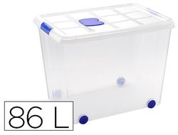 Contenedor plastico plasticforte 86 litros n 8 transparente con tapa 470x620x450 mm