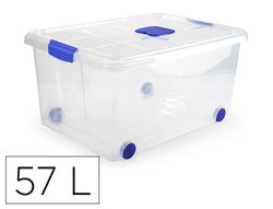Contenedor plastico plasticforte n 5 transparente con tapa capacidad 57 l