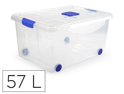 Contenedor plastico plasticforte n 5 transparente con tapa capacidad 57 l