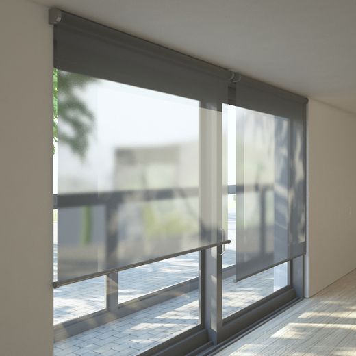 Cortina Enrollable 100 cm Ancho x 140 cm Alto - Color Perla Con Mecanico Blanco