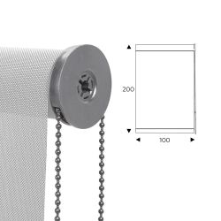 Cortina Enrollable 100 cm Ancho  x  200 cm Alto  - Color Blanco Perla Con Mecanico Gris