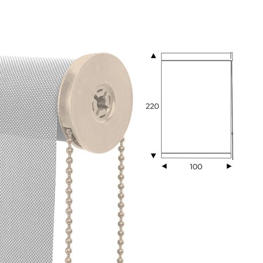 Cortina Enrollable 100 cm Ancho x 220 cm Alto - Color Blanco Perla Con Mecanico Beige