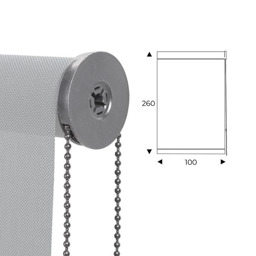 Cortina Enrollable 100 cm Ancho x 260 cm Alto - Color Perla Con Mecanico Gris