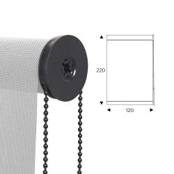 Cortina Enrollable 120 cm Ancho  x  220 cm Alto  - Color Blanco Perla Con Mecanico Negro