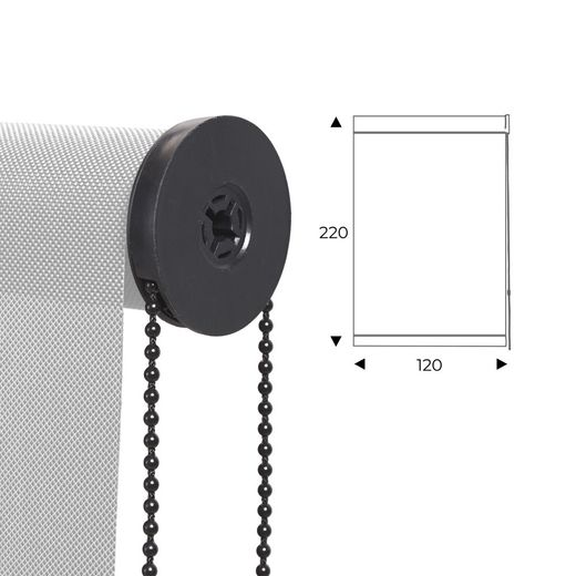 Cortina Enrollable 120 cm Ancho x 220 cm Alto - Color Blanco Perla Con Mecanico Negro
