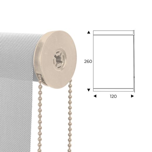 Cortina Enrollable 120 cm Ancho x 260 cm Alto - Color Blanco Perla Con Mecanico Beige