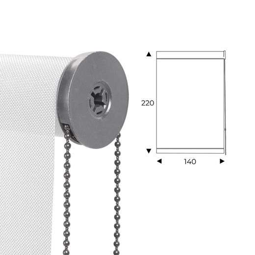Cortina Enrollable 140 cm Ancho x 220 cm Alto - Color Blanco Con Mecanico Gris
