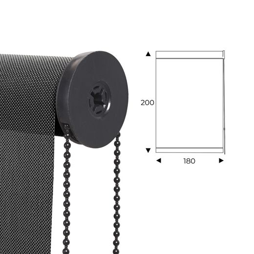 Cortina Enrollable 180 cm Ancho x 200 cm Alto - Color Antracita Gris Con Mecanico Negro
