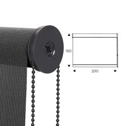 Cortina Enrollable 200 cm Ancho  x  160 cm Alto  - Color Antracita  Gris Con Mecanico Negro