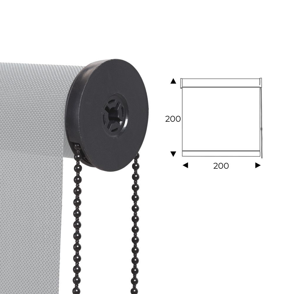 Cortina Enrollable 200 cm Ancho  x  200 cm Alto  - Color Perla Con Mecanico Negro