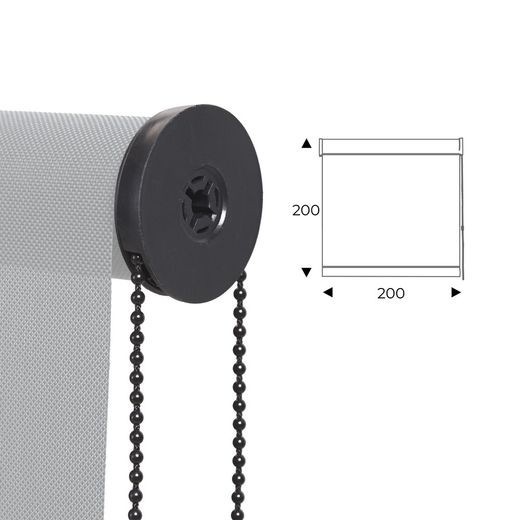Cortina Enrollable 200 cm Ancho x 200 cm Alto - Color Perla Con Mecanico Negro