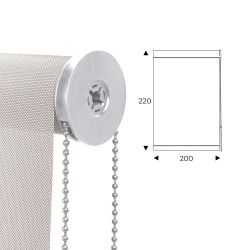 Cortina Enrollable 200 cm Ancho  x  220 cm Alto   - Color Blanco Lino Con Mecanico Blanco