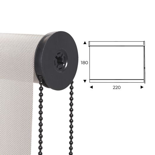 Cortina Enrollable 220 cm Ancho x 180 cm Alto - Color Blanco Lino Con Mecanico Negro