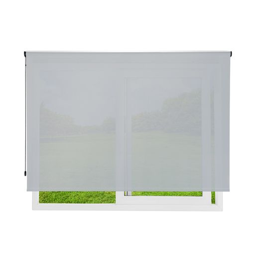 Cortina Enrollable 220 cm Ancho x 180 cm Alto - Color Blanco Lino Con Mecanico Negro